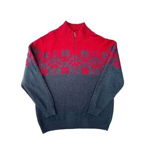 Weatherproof Vintage Snowflake 3/4 zip Men’s Sweater gray red sz 2XL